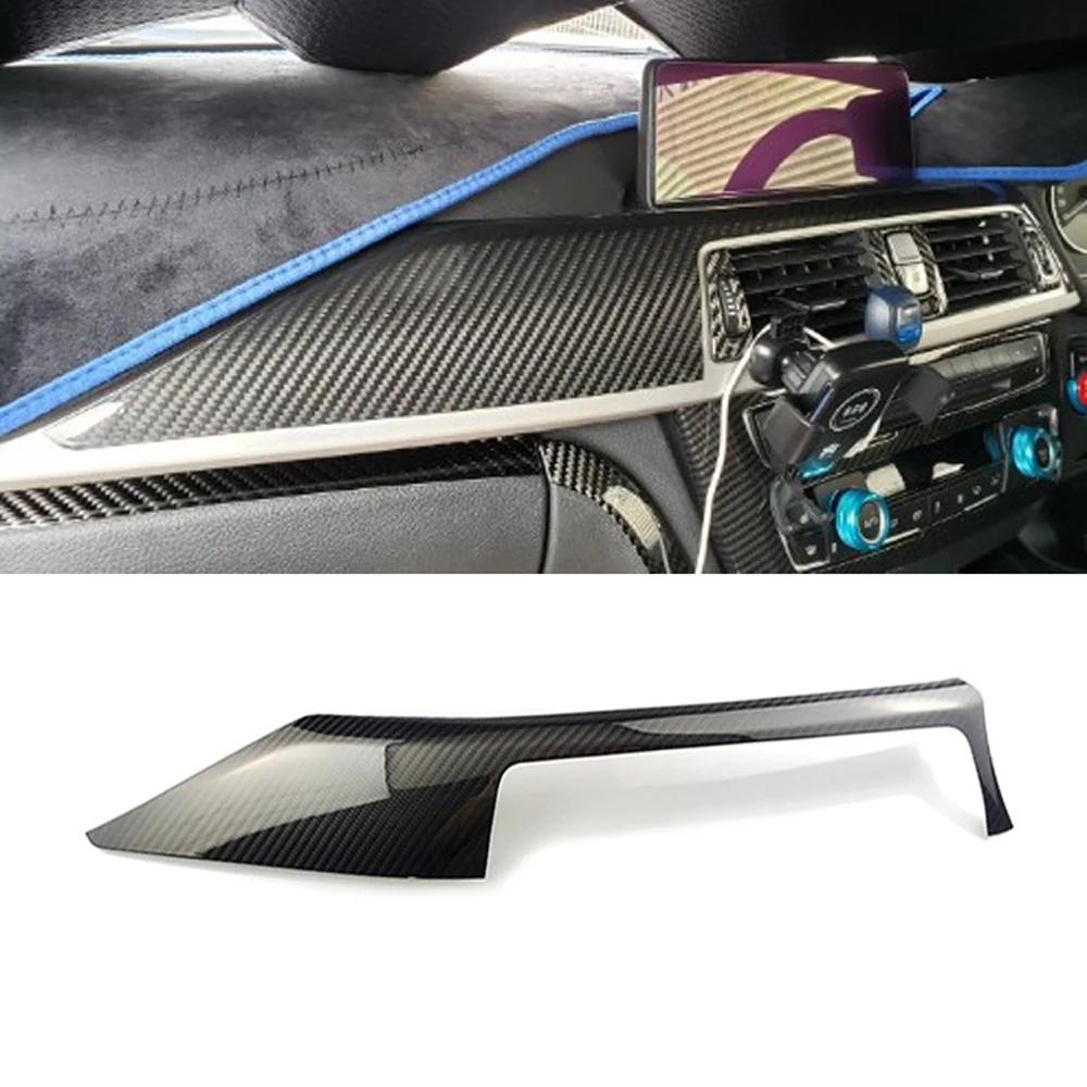 RHD only Real Dry Carbon Interior Central Dashboard Strip Trim Dash Cover For BMW 3 4 Series F30 F31 F32 F34 2013-2019