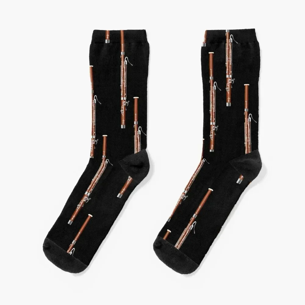 Bassoon on black Socks crazy with print cotton Socks Man Women's