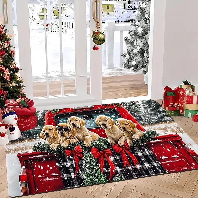 

Christmas doormat, made of flannel, washable, Christmas decorative entrance mat, suitable for rooms and bathrooms