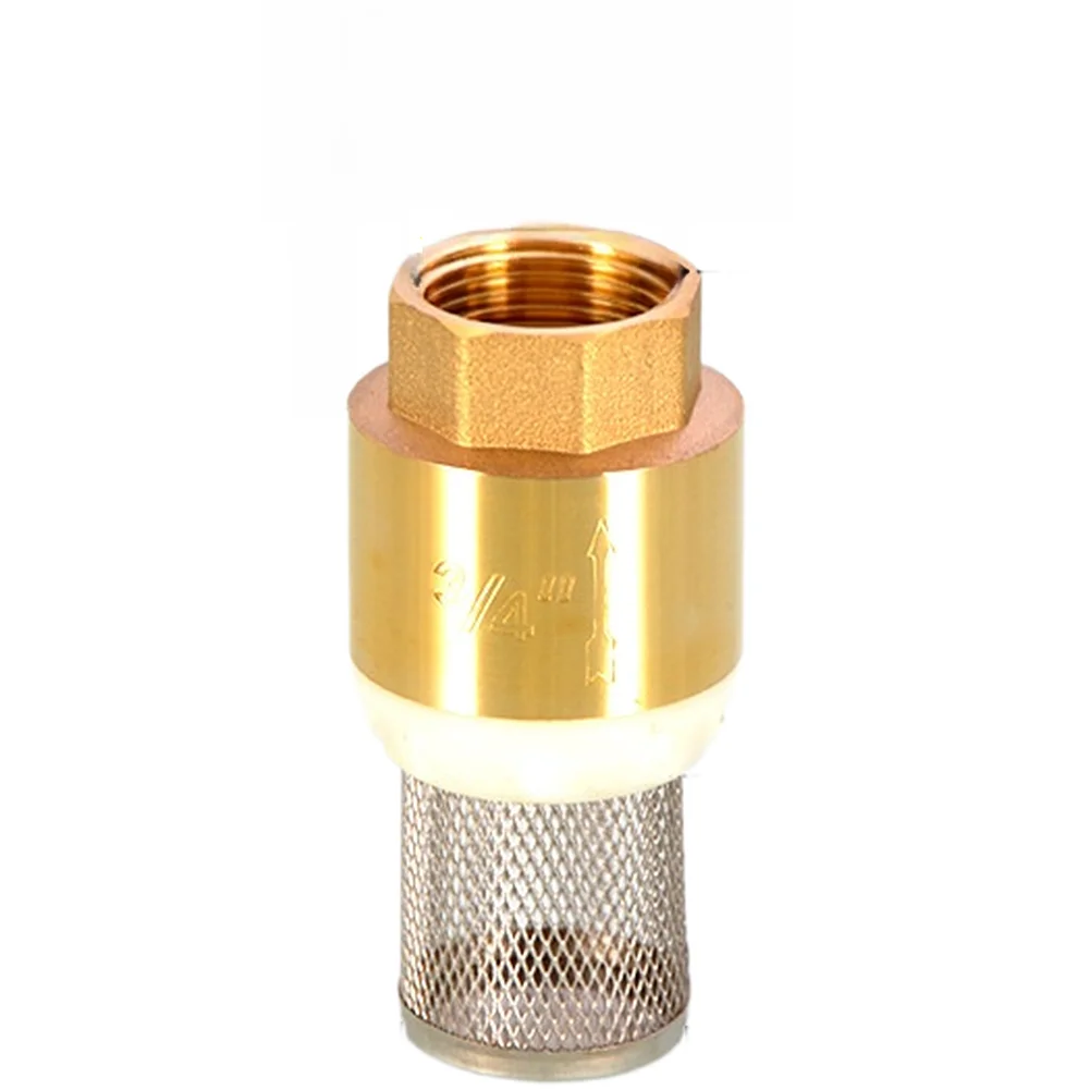 Brass 1 Inch Bottom Valve with Integrated Check Valve Action and Stainless Steel Mesh to Maintain Pump Efficiency