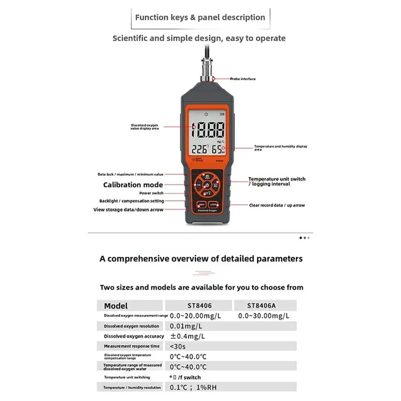 Digital DO Analyzer With LCD Display For Aquaculture Water Quality Detection, Portable Dissolved Oxygen Tester Meter