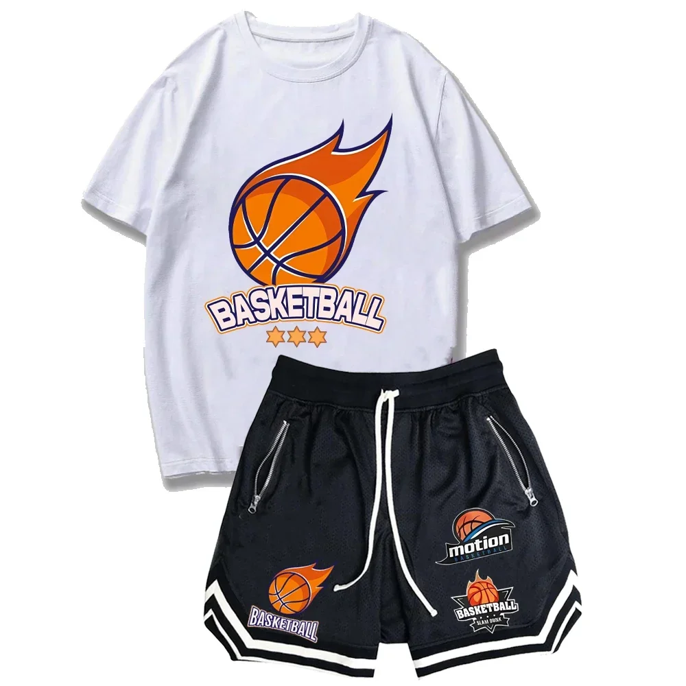 Funny Bear Printed T Shirt Men T-shirt Shorts Set Summer Fashion Casual Basketball Suit Shorts Hip Hop Streetwear Outdoor Tops