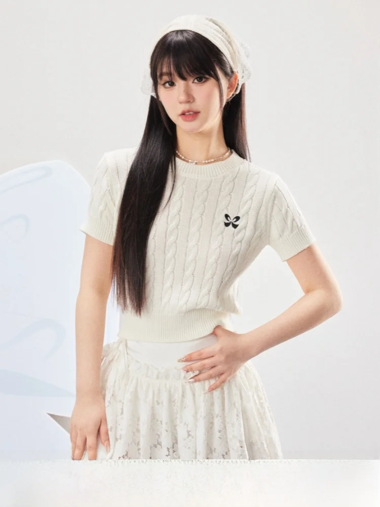 

Летний вязаный свитер-футболка ELEVEN SP для женщин, в университетском стиле, из мягкой хлопково-акриловой смеси, повседневный, универсальный.