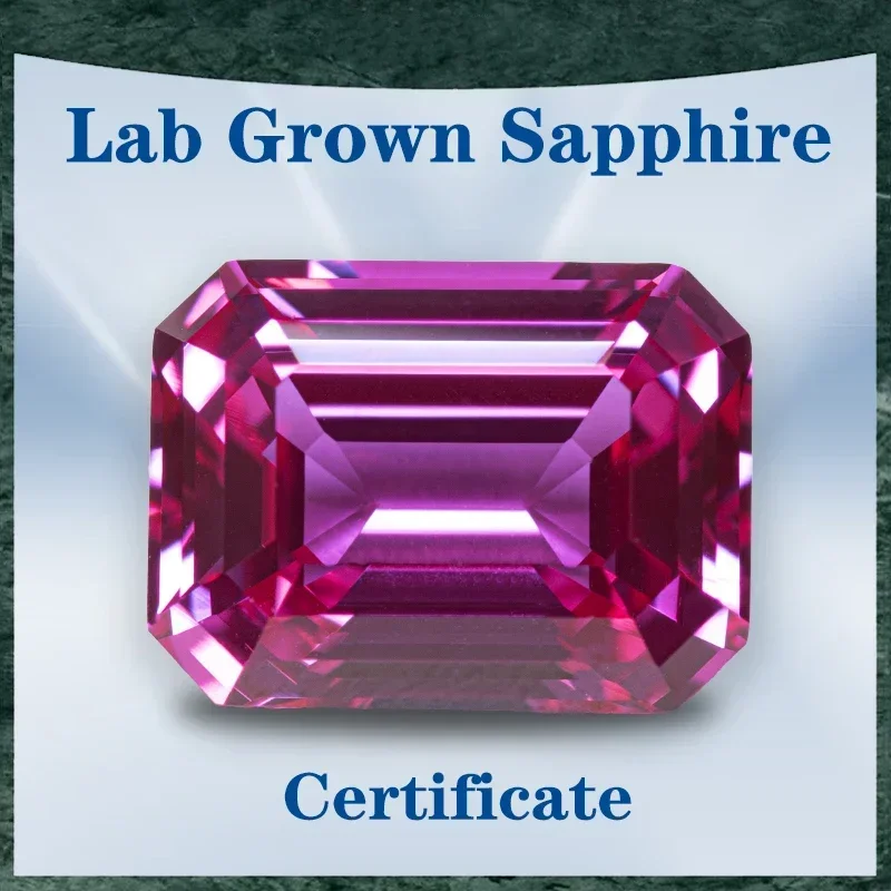 

Lab Grown Sapphire Hot Pink Color Emerald Cut VVS1 Selectable AGL Certificate Gemstone Charms beads DIY Jewelry Making Materials