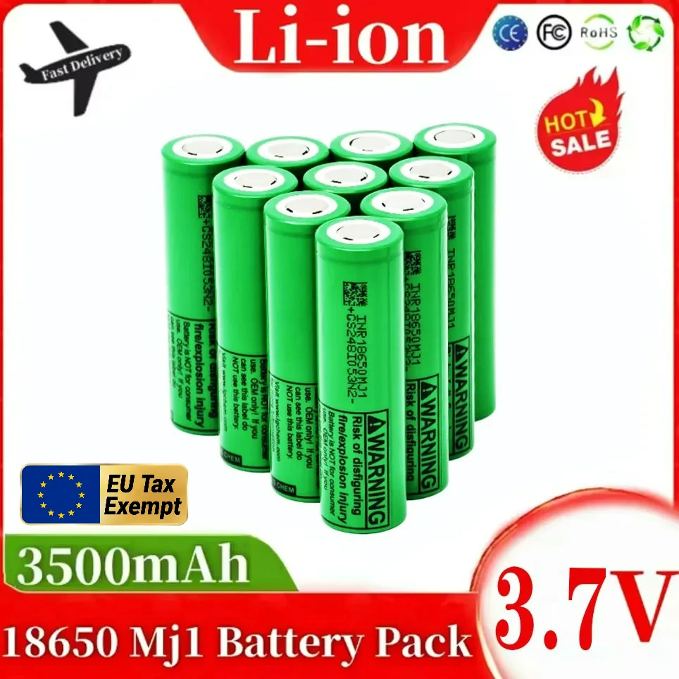 Nouvelle batterie MJ1 18650 3500mAh 3.7V à décharge continue, adaptée aux stations d'alimentation portables, aux outils électriques haute puissance et aux packs de batteries