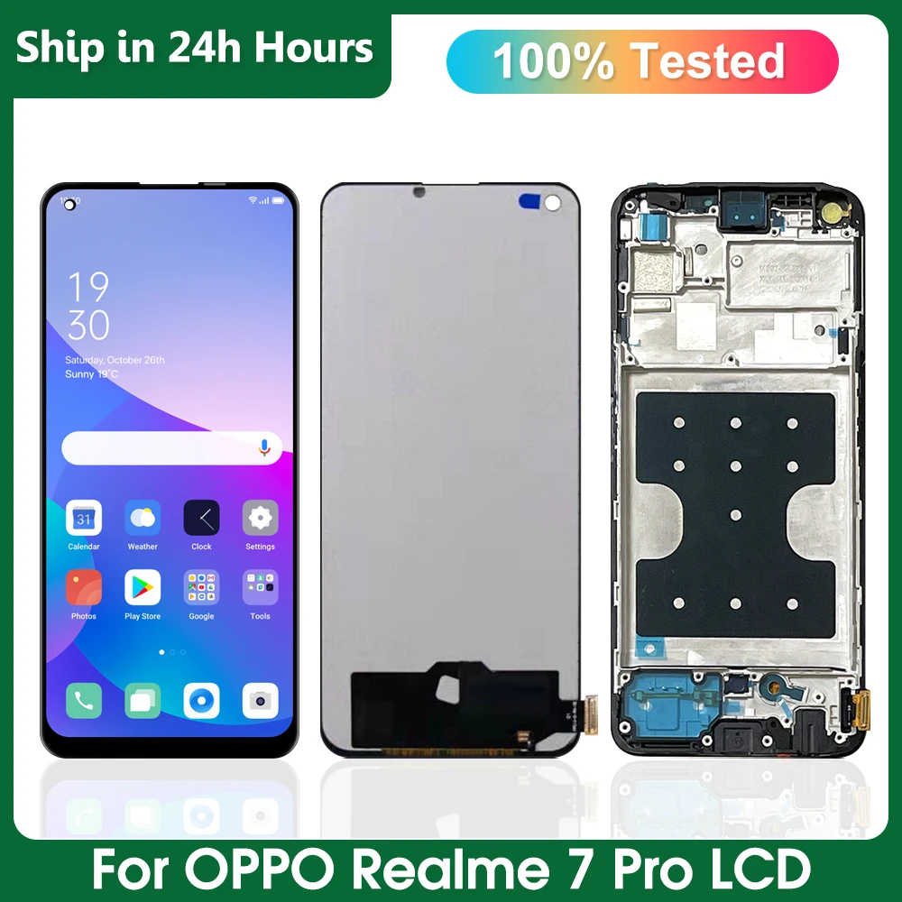 

6.4" Original For Realme 7 Pro 5G LCD DisplayTouch Digiziter Assembly For Realme 7 Pro RMX2170 Screen Replacement, with frame