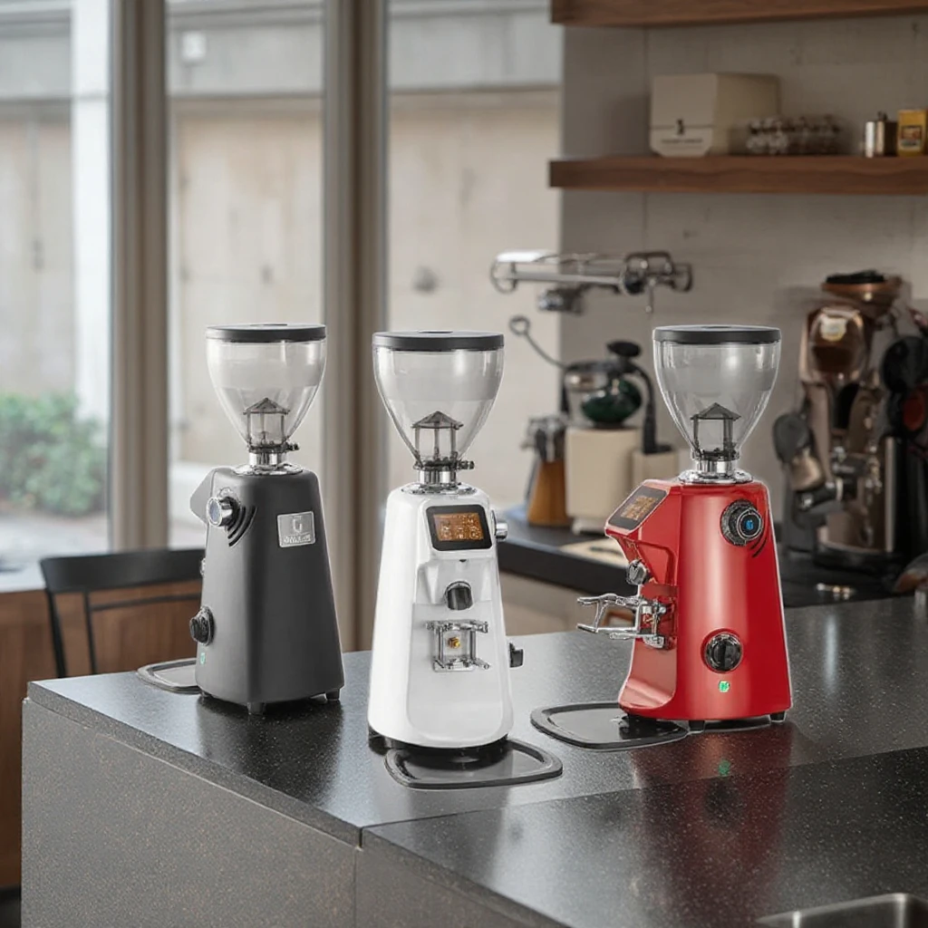 مطحنة قهوة كهربائية من الفولاذ المقاوم للصدأ بإضاءة LED تجارية من Cafe Industrial Professional مقاس 74 مم