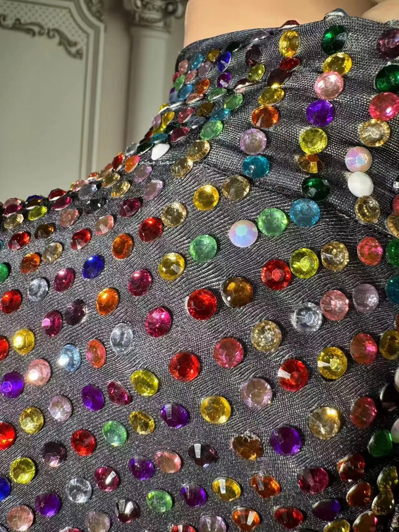 ZD exy manches longues voir à travers les barboteuses en cristal une pièce body strip-teaseuse danseuse exotique justaucorps femmes fête strass