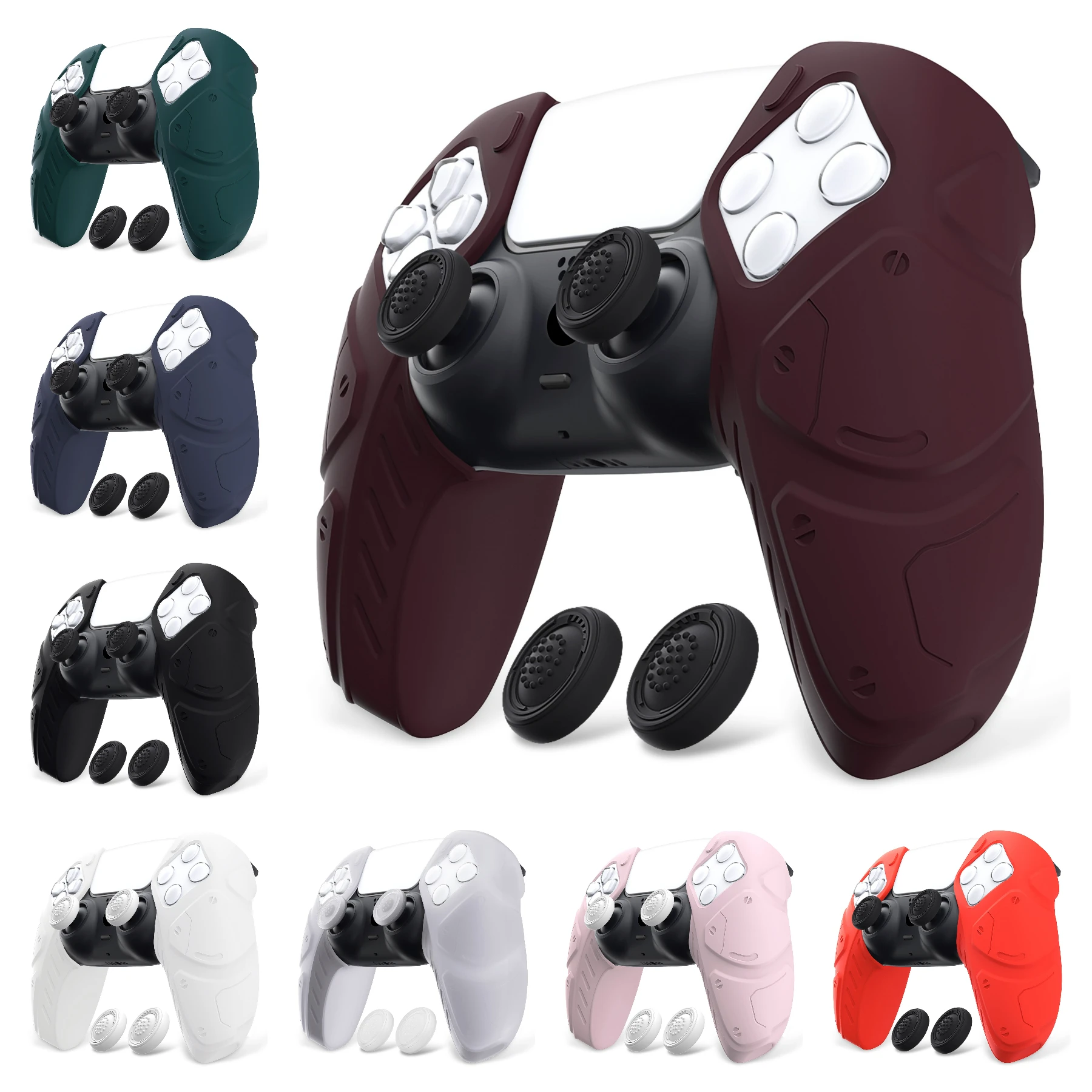 PlayVital Protective Cover for ps5 Controller, Soft Silicone Case Grips Rubber Skins W/Thumbstick Caps