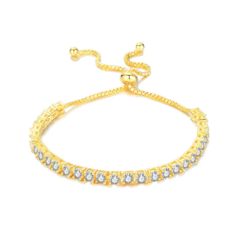 

Браслет Butterflykiss 3 мм с полной отличной огранкой из стеклянного муассанита для женщин, регулируемый блеск, стерлинговое серебро 925 пробы, свадебные украшения