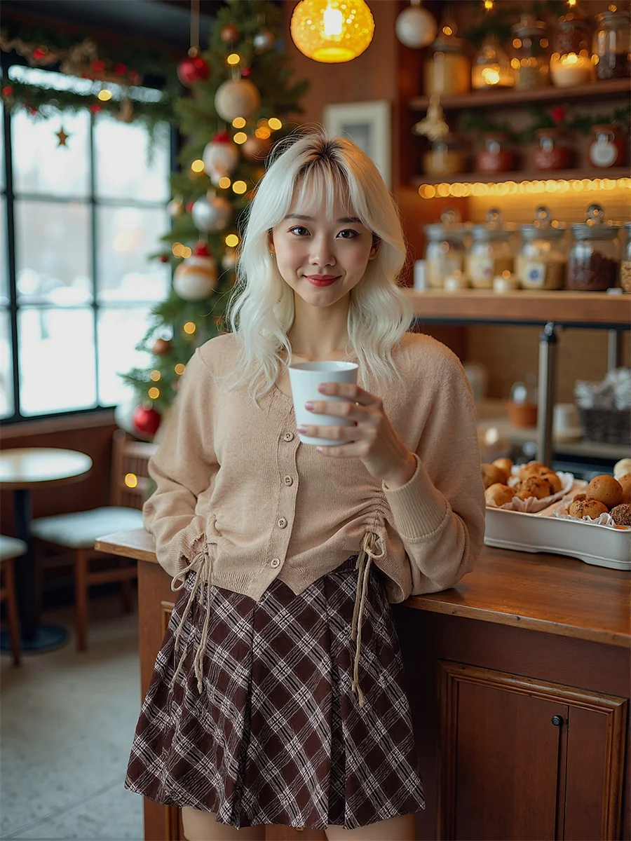 منقوشة الإمبراطورية نمط Preppy التنانير للمرأة ملابس حريمي الربيع القطن اليومية الحد الأدنى المؤنث تنفس لينة الأساسية بسيطة BF #4