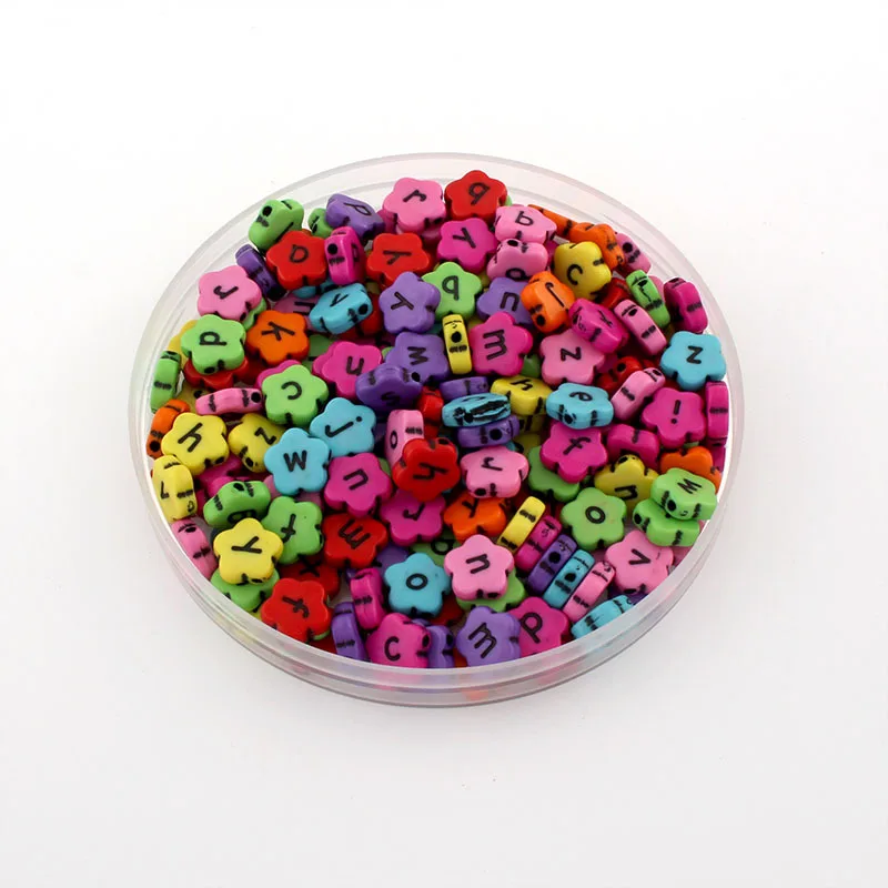 100 pieces DIY Acrylic Letter Flower Beads Set for Jewelry Making, Handmade Bracelet Necklace Supplies, Mixed Colors