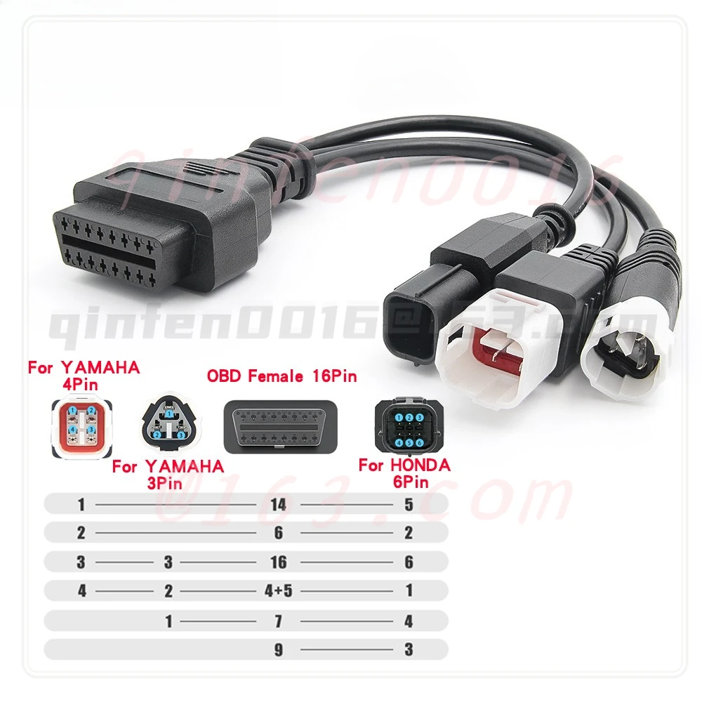 

For Yamaha 3+4pin 6pin Honda To OBD 16pin Motorcycle Adapter Cable
