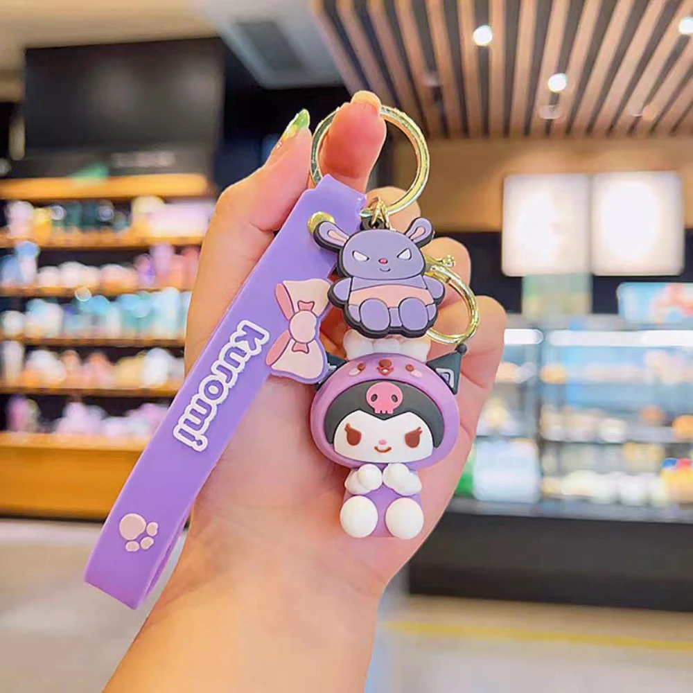 Sanrio Hello Kitty Kuromi Melody Cute Doll Keychain Anime Cinnamoroll Pom Pom Purin Student Schoolbag Hanging Girls Holiday Gift image 4