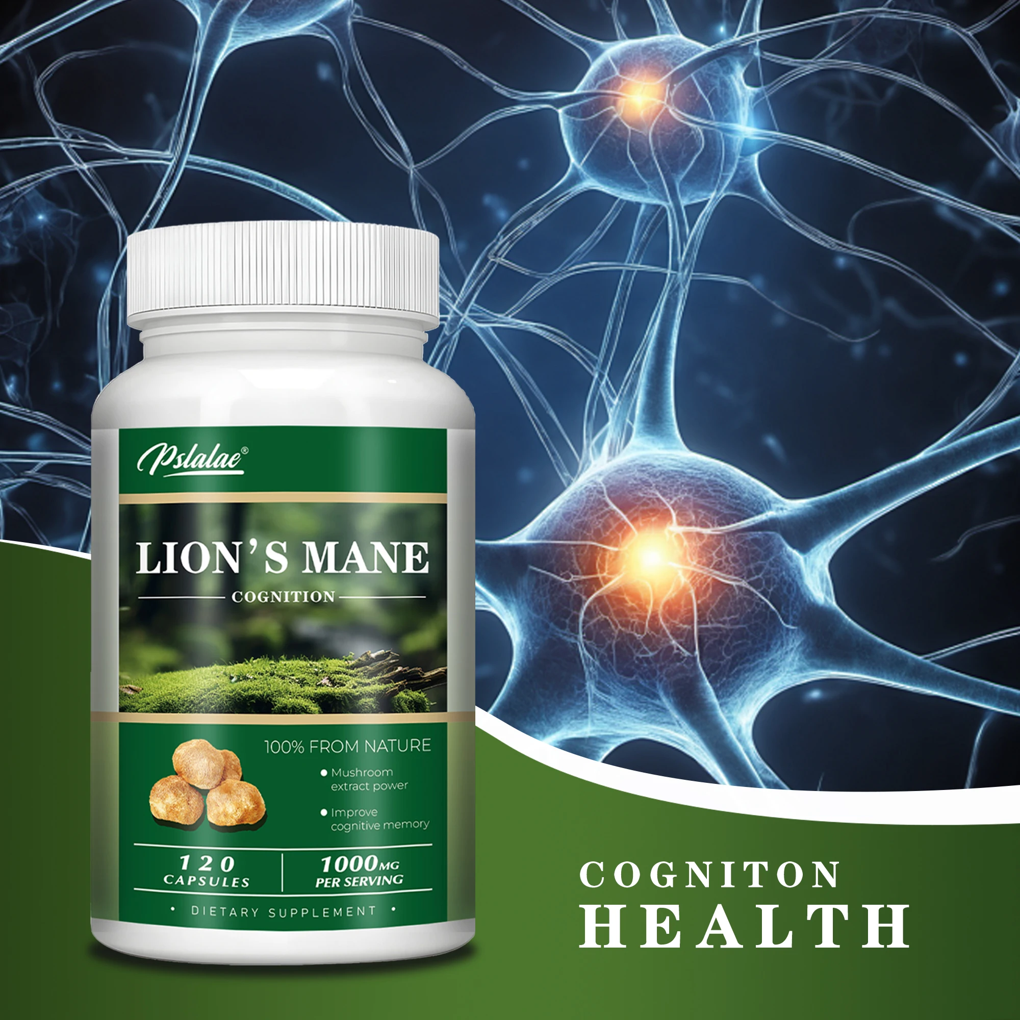 

Lions Mane - Enhance Brain Memory, Concentration, Immunity and Reduce Stress - 120 Capsules