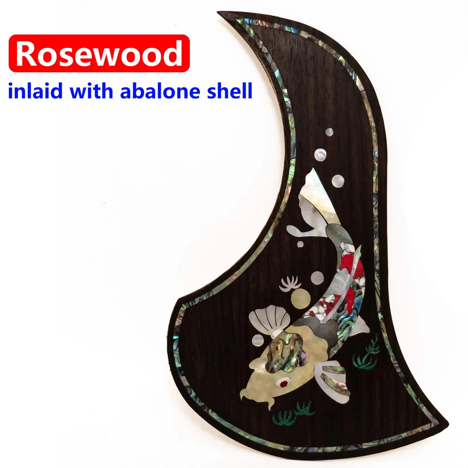 Rosewood Acoustic Guitar Pickguard with Abalone Shell Inlay Self-Adhesive Scratch Plate for Guitar Protection Decoration