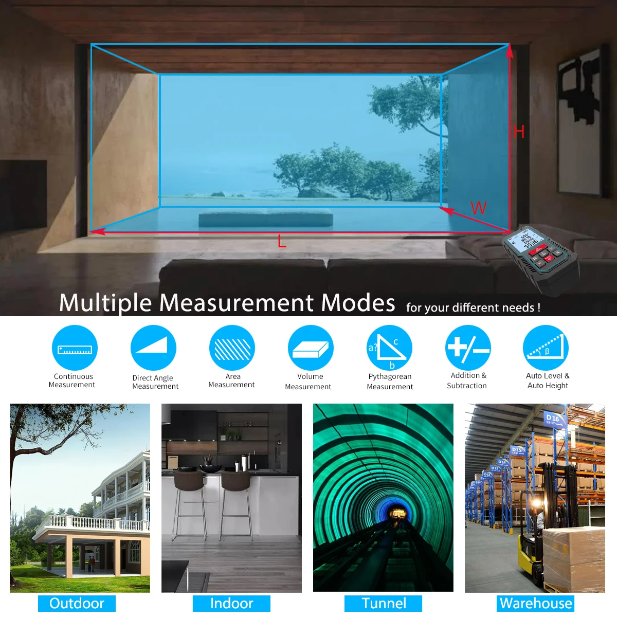 MILESEEY Laser Distance Meter S2 Digital Tape Measure 40M 60M Rangefinder High-Accuracy Trena with Electronic Angle