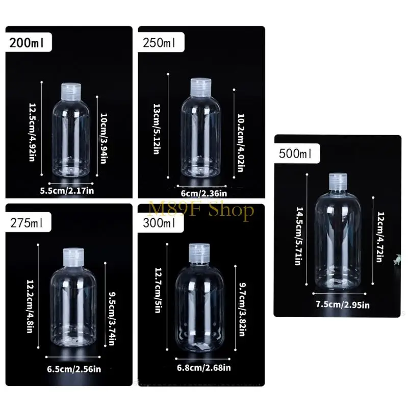 M89F Recipientes recarregáveis tampas seguras 5Sizes Opção higiene transparente garrafas armazenamento higiene