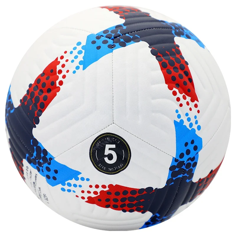 โรงงานขายส่งฟุตบอลเย็บ PU คุณภาพสูง ขนาด 5 สำหรับฝึกซ้อมมืออาชีพสำหรับผู้ใหญ่และเด็ก มีสินค้าในสต็อก รับผลิตตามแบบ