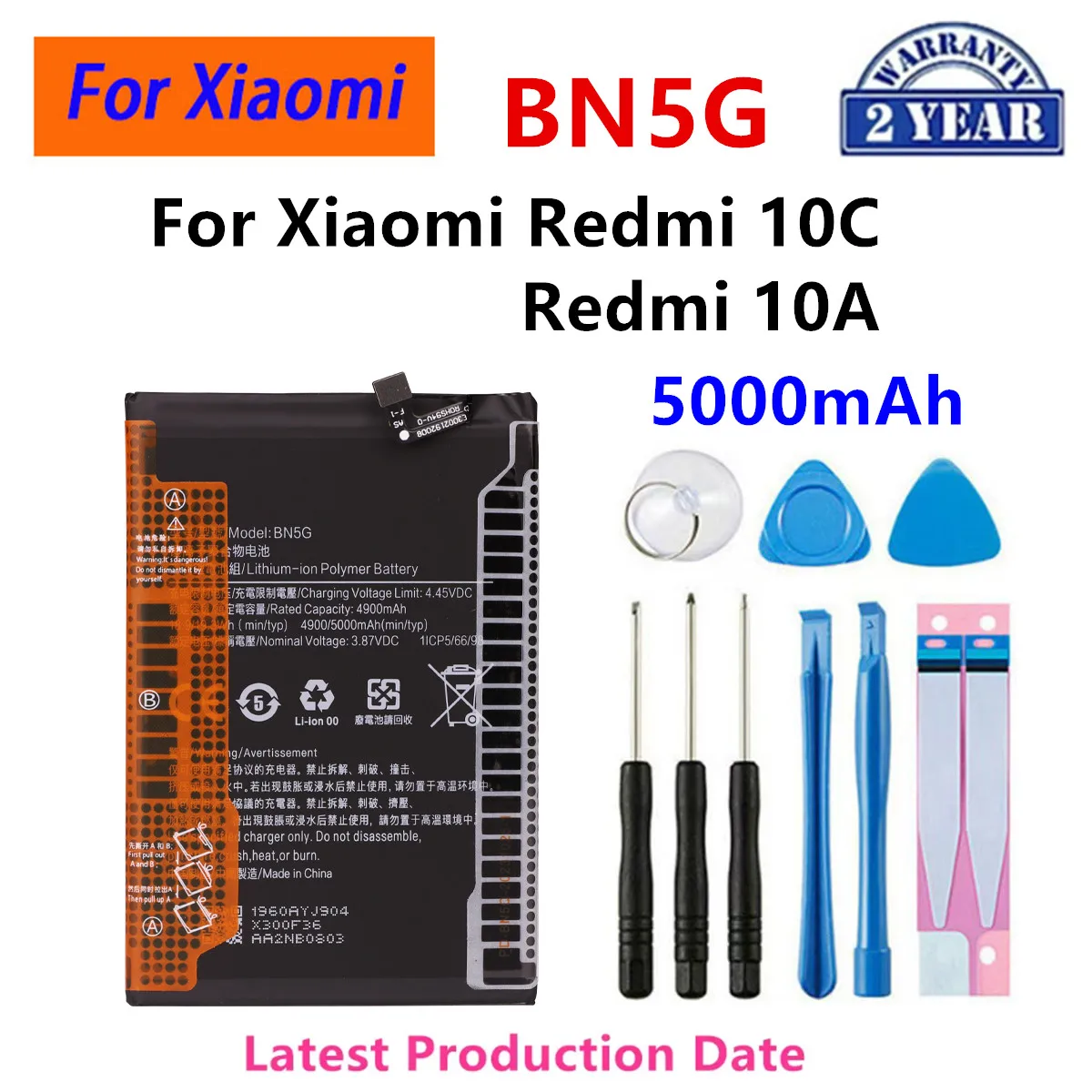 Nowa bateria BN5G BN5K BN5L BM5R do Xiaomi Redmi 10C/10A Redmi 12C & 22120RN86G/ Redmi 12C NFC/Redmi 12 5G + narzędzia — zdjęcie produktu 2