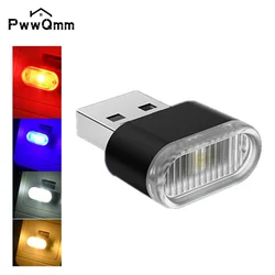 PwwQmm-USB LED Car Interior Light, Auto Atmosfera Light, Lâmpada decorativa, Iluminação de emergência, PC, luz colorida, Acessório carro