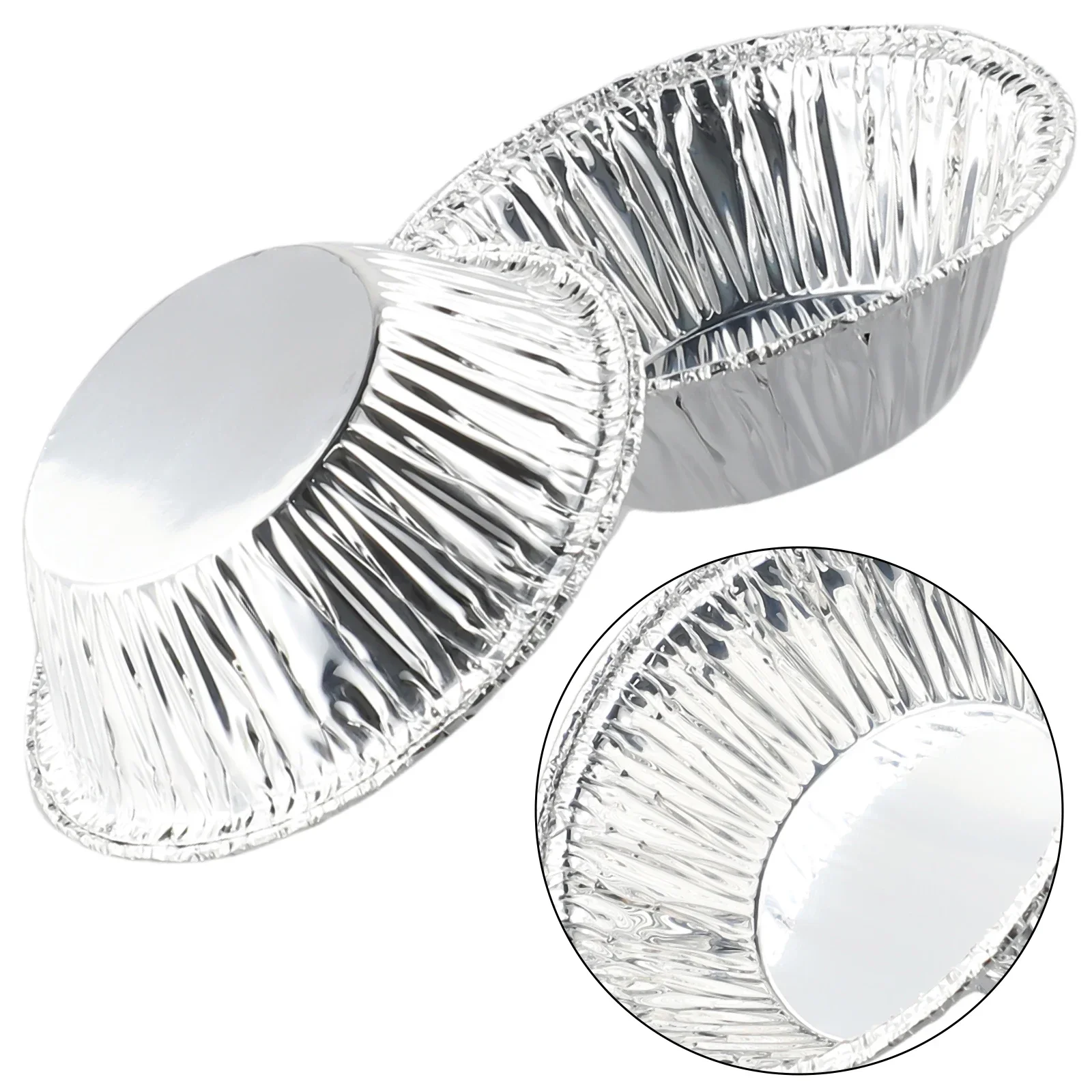 Bakeware Egg Tart Mold DIY Disposable Pie Pot Pudding Silver 100Pcs Tin 3\