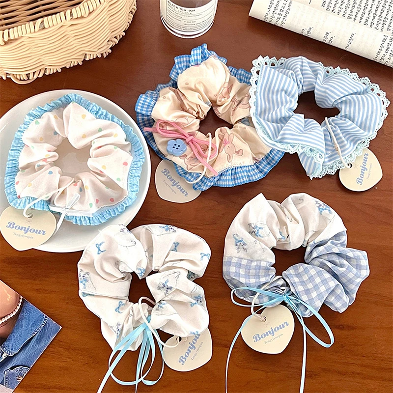 

1PC Girl Head Rope Bow Lace Hair Tie Large Intestine Hair Ring Women Scrunchies Korean Style Headwear Hair Rope