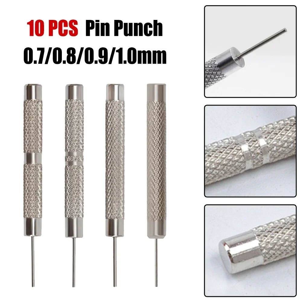 Imagem -03 - Assista Repair Tool Pin Punch Peças de Relojoeiro Jóias Making Tool Band Strap Pulseira Pin Link Remover 0.71.0 mm 10 Pcs