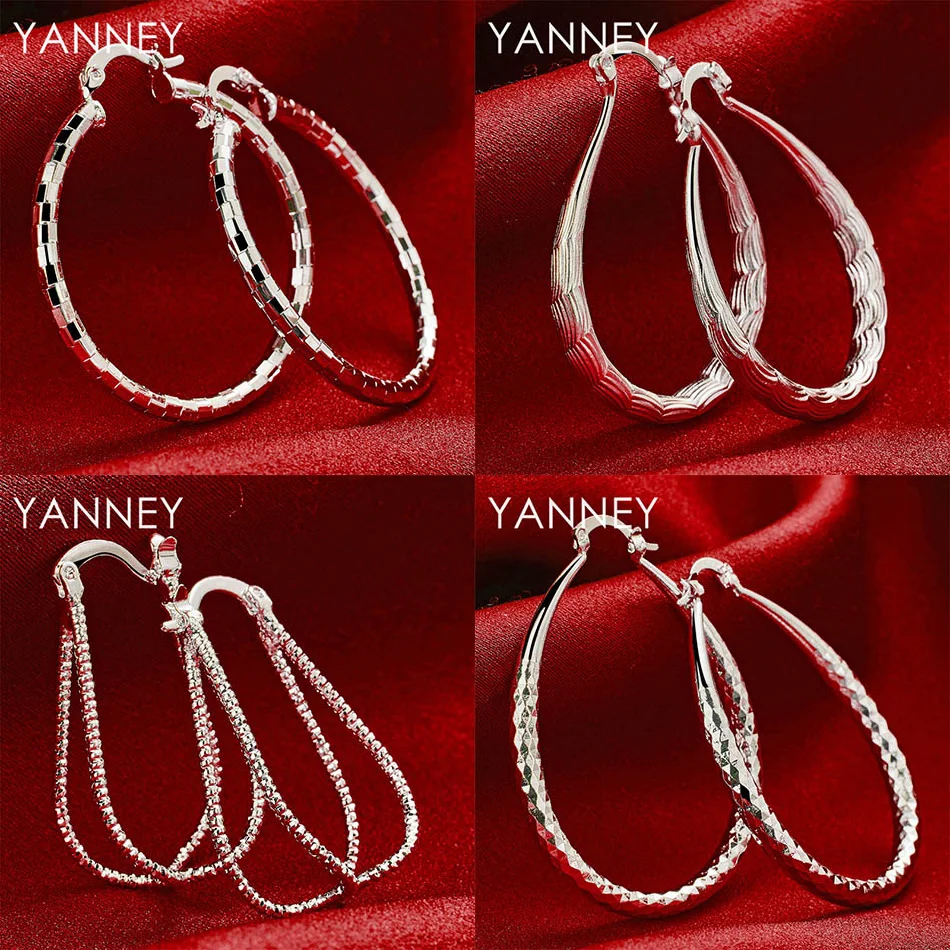 

925 Sterling Silver Delicate Round Geometric Earrings Women Party Wedding Fashion Accessories Jewelry Gift Charm