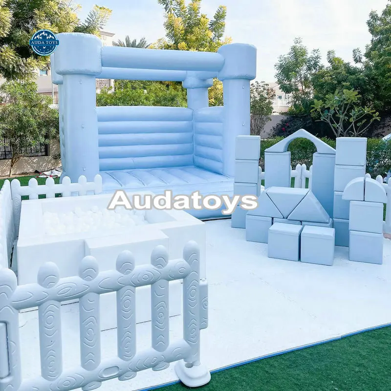 Macaroon Pastel Colored Indoor Playground For Kids SoftPlay Set With Bouncy House For Mall Shopping