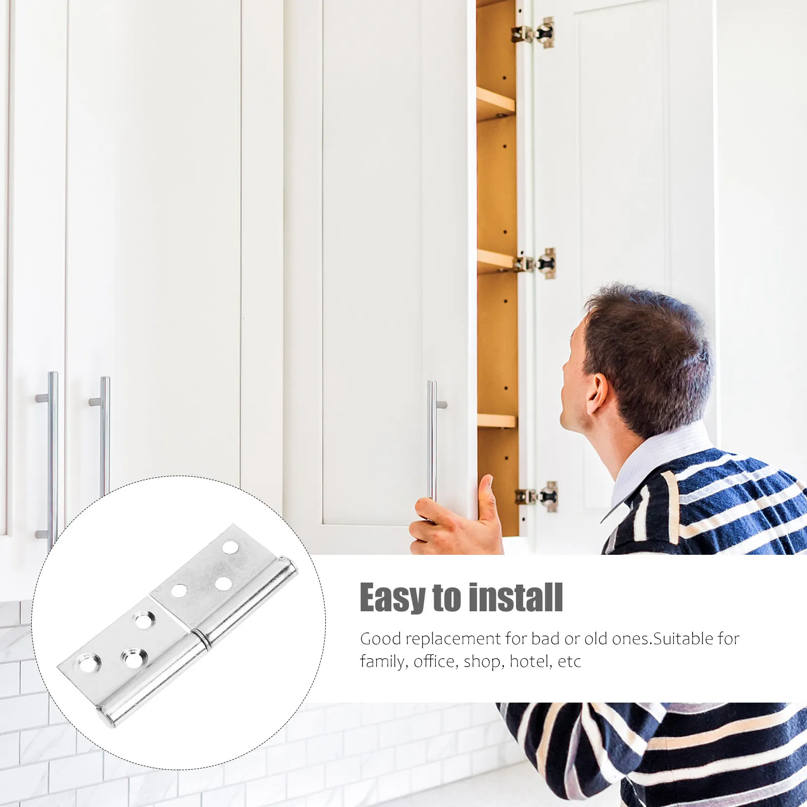 Stainless Steel Lift-Off Hinges 12pcs, Detachable Cabinet Door Hinges, Heavy-Duty Smooth Rotation Hardware