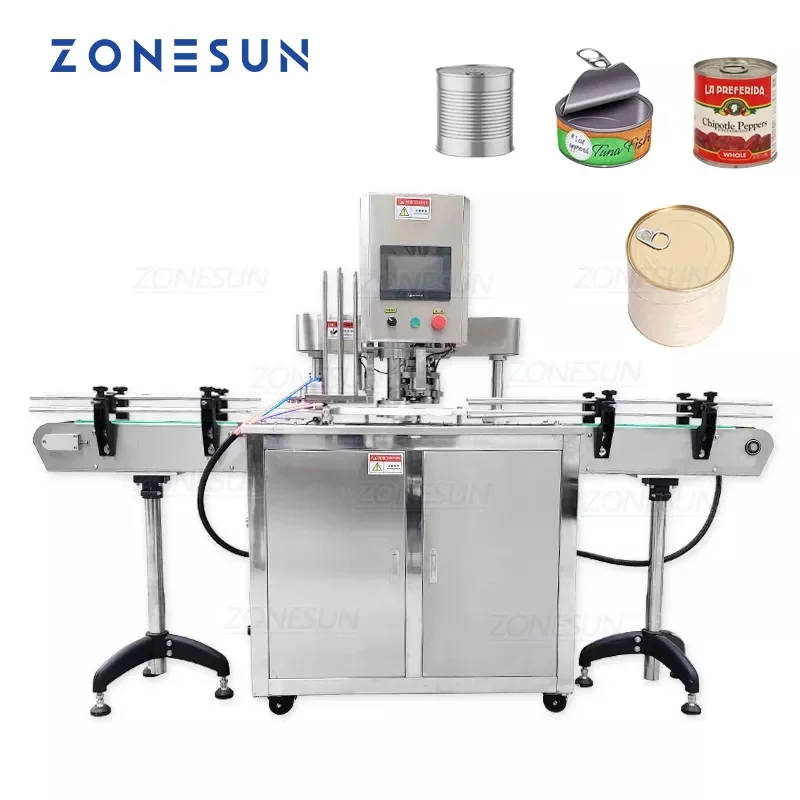 ZONESUN Automatic Round Bottle Fruit Glasses Aluminum Tin Cans Screw Plugging Capping Machine Tinplate Cover Sealing Machine