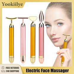 Beauty Stick 24k Golden Electric Face Massager T Shape massaggiatore facciale strumenti per viso Arm Eye naso Head Massager Face Lift Bar