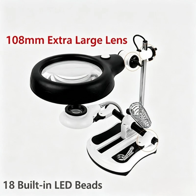 Desktop LED Magnifying Glass 30X-100X Multi Magnification Workbench Lamp For PCB Phone Watch Soldering Repair