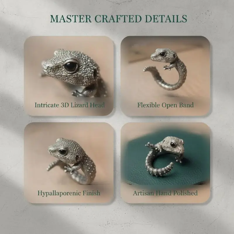 Silver Color Gothic Lizard Hip-Hop Open Rings For Charm Women Trendy Elegant Geometric Fashion Jewelry Personality Accessories