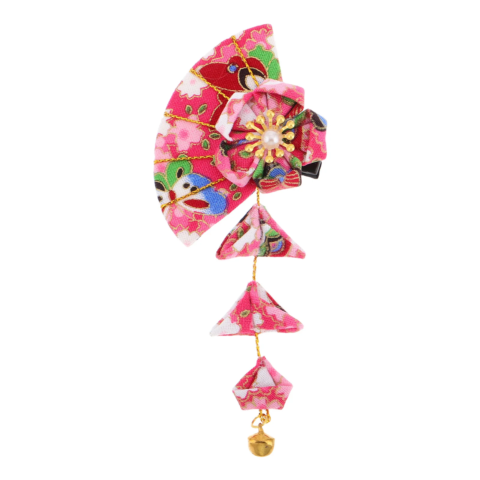 

Японское кимоно в форме веера, заколка для волос ручной работы, аксессуар для волос с цветком и кисточкой, винтажное украшение для волос для фестиваля, косплея