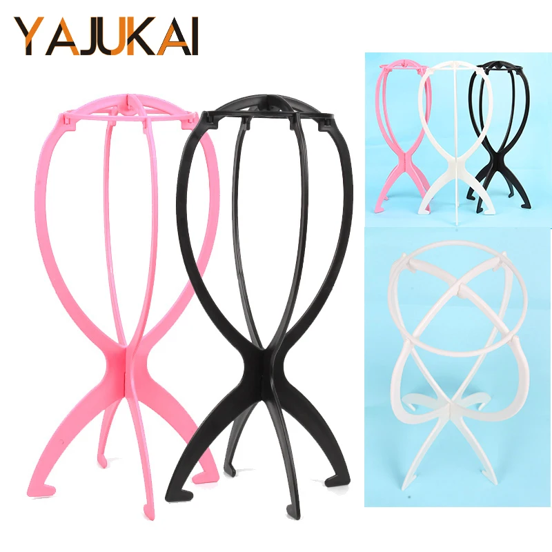 1Pcs Wig Stand Plastic Hat Display Wig Head Holders 17x36Cm Mannequin Stand Portable Folding Wig Stand Pink Hair Display Tools