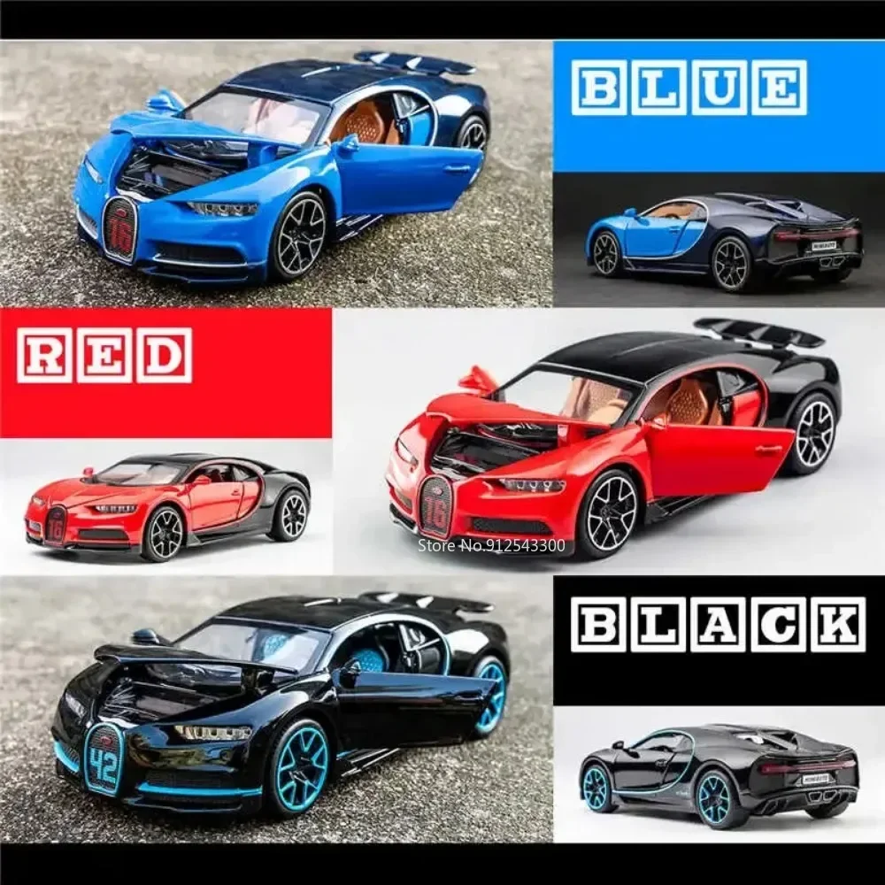 Maßstab 1:32 Bugatti Chiron Legierung Spielzeugauto Modell Druckguss Metall Sound Licht Zurückziehen Simulation Fahrzeugmodelle Hobby Ornamente Geschenk