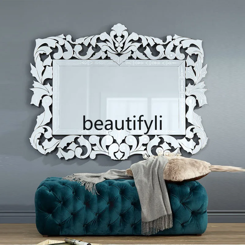 

European-stylecarved dressing mirror living room luxury entrance decorative wall-mounted mirror wall-mounted bathroom art mirror