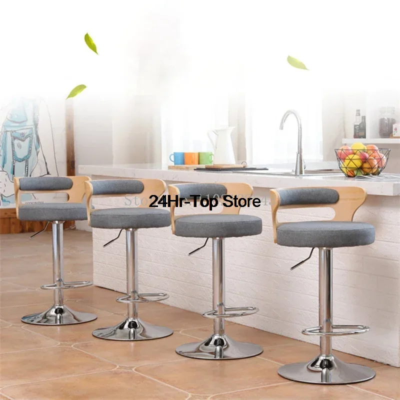 

Leather Bar Chair Modern Kitchen Furniture Backrest High Office Stool European Pub Mobile Lifting Barstool Bancos Furniture H