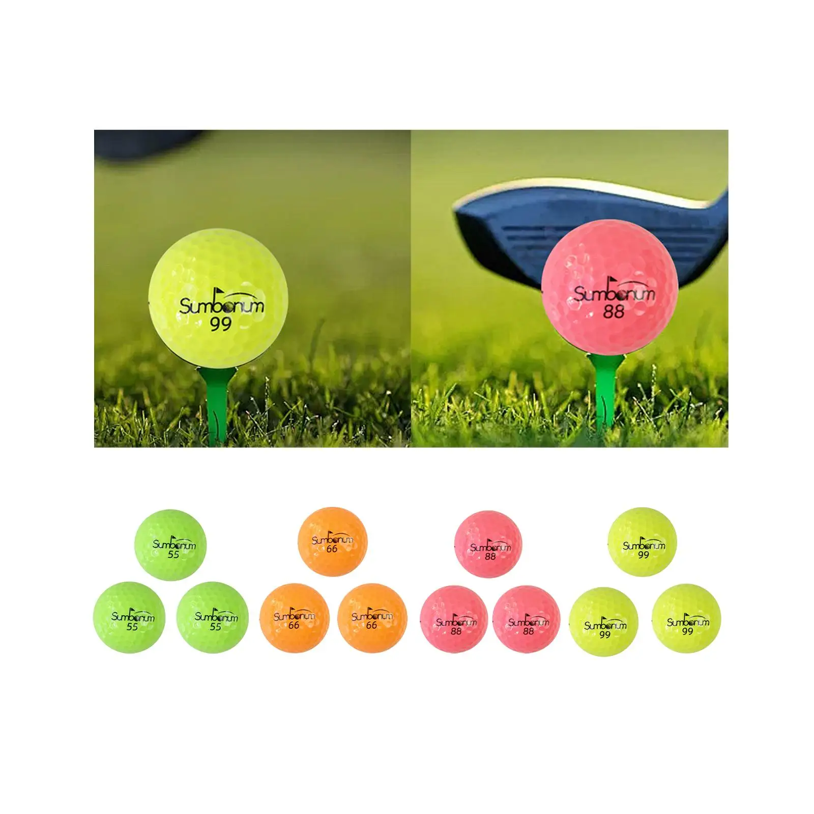 3 buah bola Golf dua lapis jarak maksimal 1.68 inci, bola latihan Golf untuk jarak jauh, bermain atau Aksesori Golf