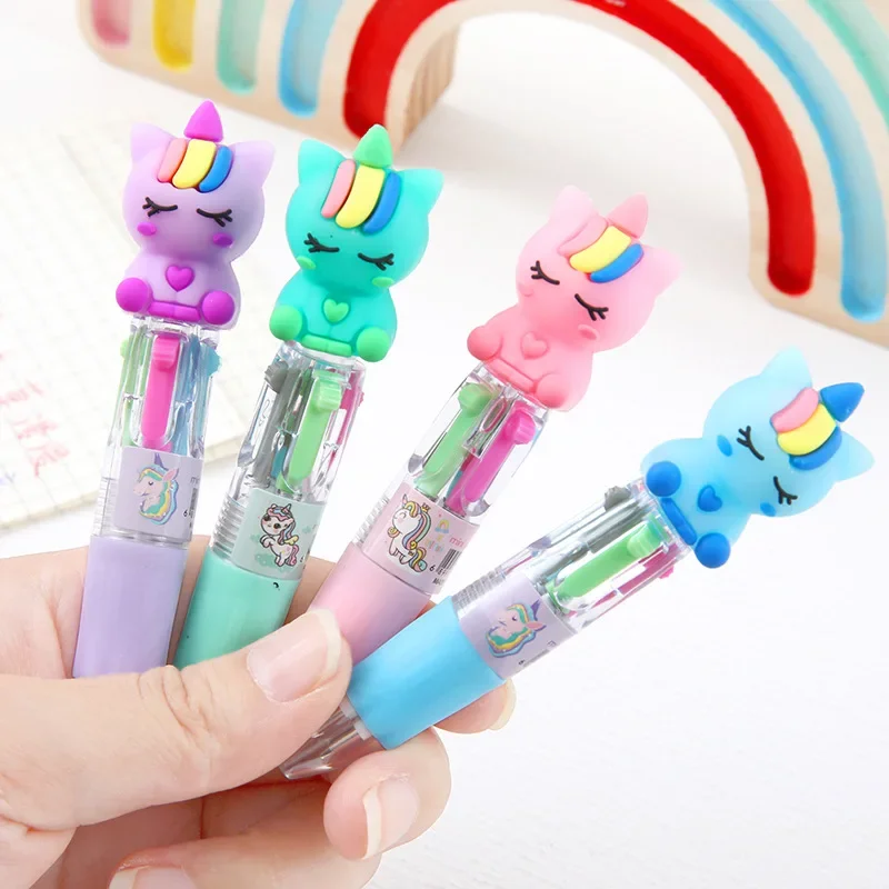 Imagem -03 - dos Desenhos Animados Unicorn Mini Caneta Esferográfica Canetas Multicolor Kids Writing Papelaria Material Escolar e de Escritório Kawaii Cores 10 Pcs por Lote