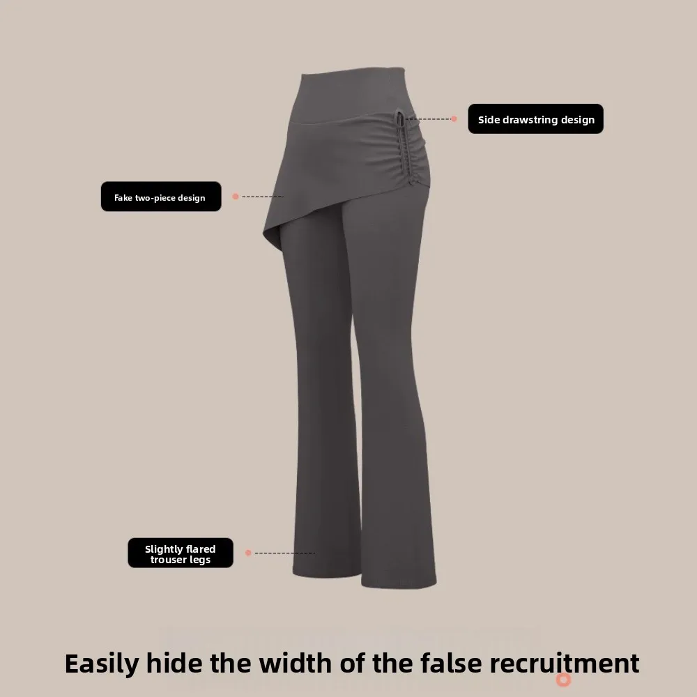 

Дизайн юбки, леггинсы для фитнеса, расклешенный подол, спортивные леггинсы с высокой талией, узкие спортивные штаны для йоги 2 в 1, предотвращающие смущение