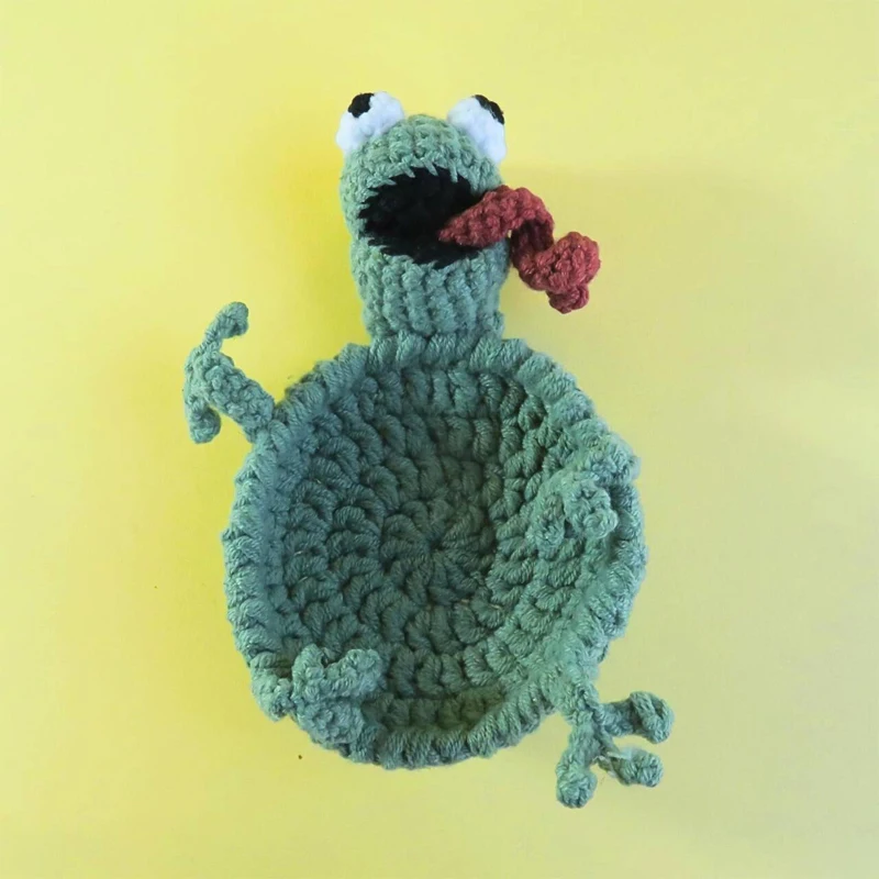 Handmade Crochet Animal Coaster 3D Lizard Squirrel Cotton Yarn Heat-resistant Coasters DIY Beginner Drink Cup Decorative Gift