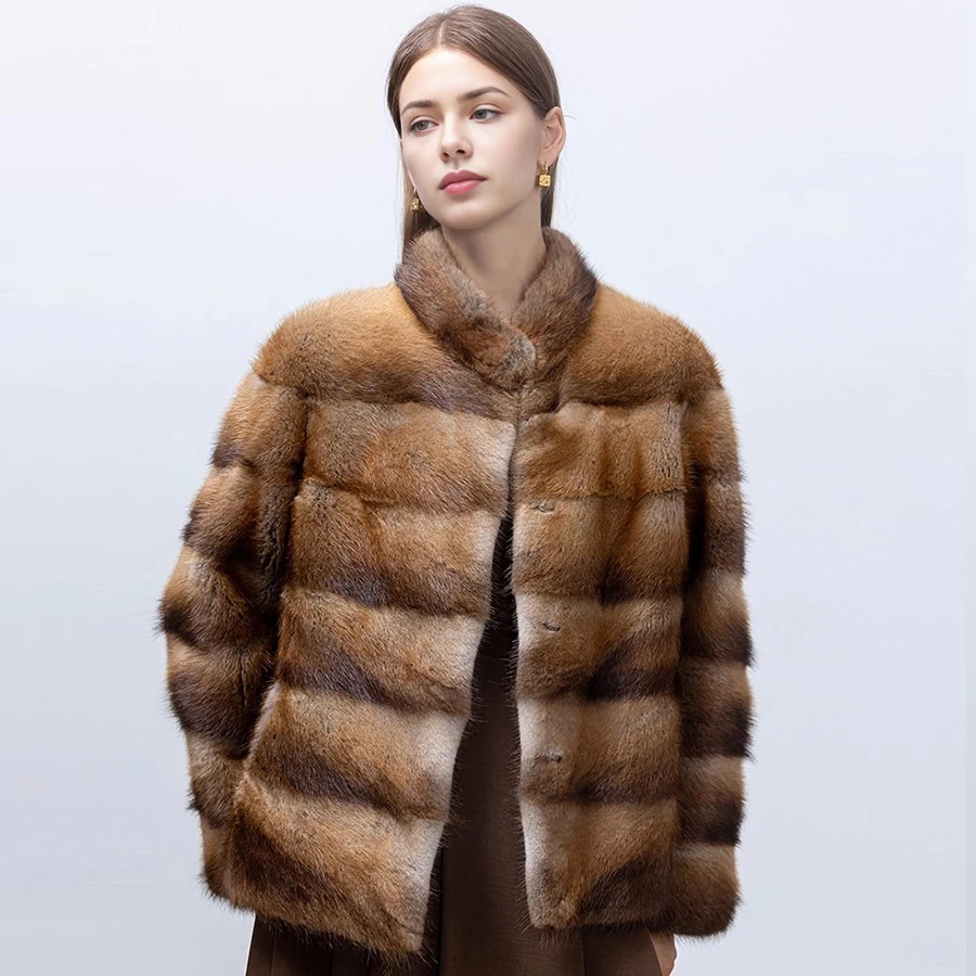 Natural Muskrat Fur Winter Women Fur Coat Women Luxury Real Fur Warm Winter Jackets
