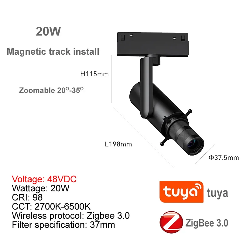 Zigbee Tuya Smart Shapeable Magnetic Track Light CCT Dimmable Projection Lamp 2MQTT Home Assistant