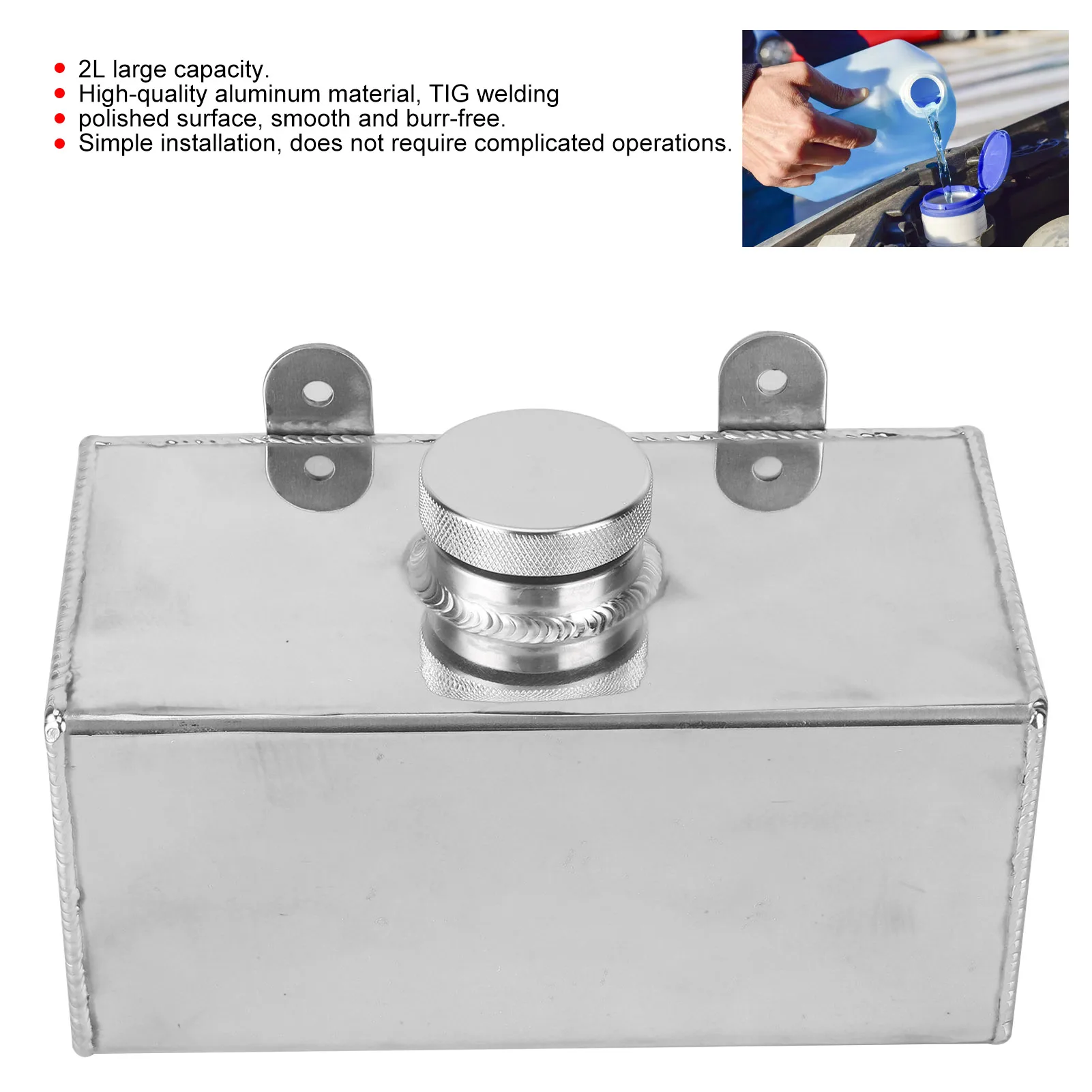 Windshield Washer Reservoir Aluminium Windscreen Washer Bottle 2L Polished Intercooler Spray Car Parts