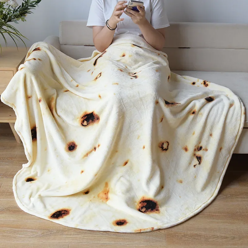 Warm Flannel Tortilla Blanket Mexican Pita Lavash Throw Blanket for Bed Fleece Sofa Plaid Bedspreads Winter Pizza Blanket