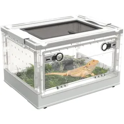 Plastic Reptile Feeding Box with Wheels 360 ° Panoramic View Suitable for Small Invertebrate Portable Transport Containers