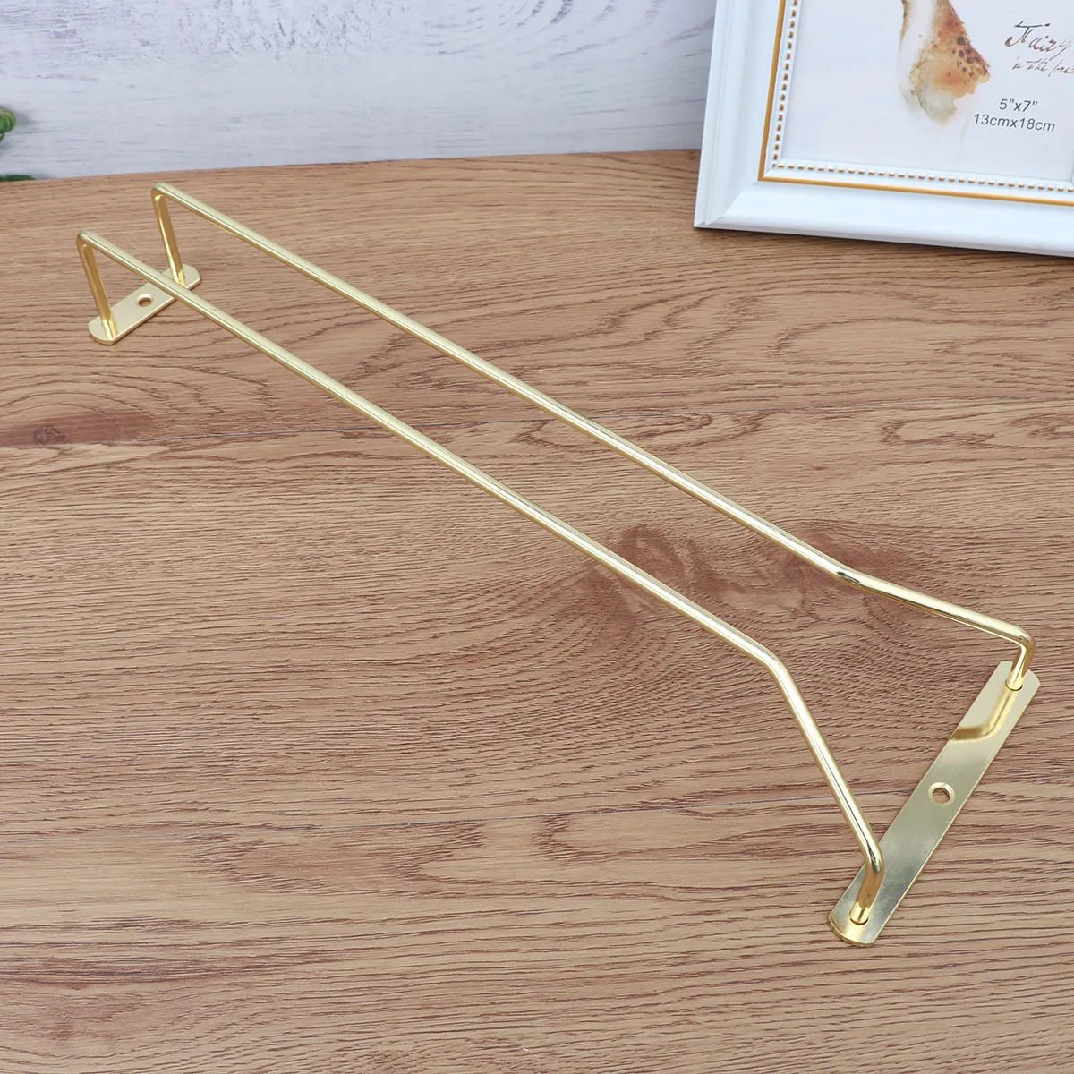 Gold Rhodium Plated Metal Wine Glass Rack Under Cabinet Display Holder for Kitchen Bar Stemware Organizer Wine Glass Rack